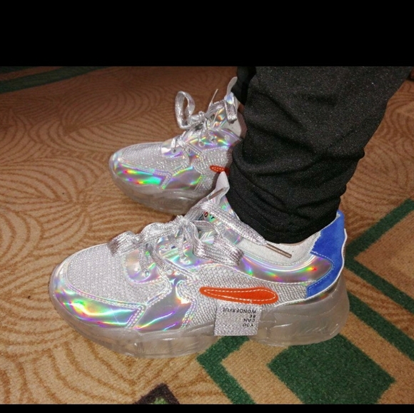 Ladies Transparent Mesh Crystal Sneakers - Picture 6 of 10